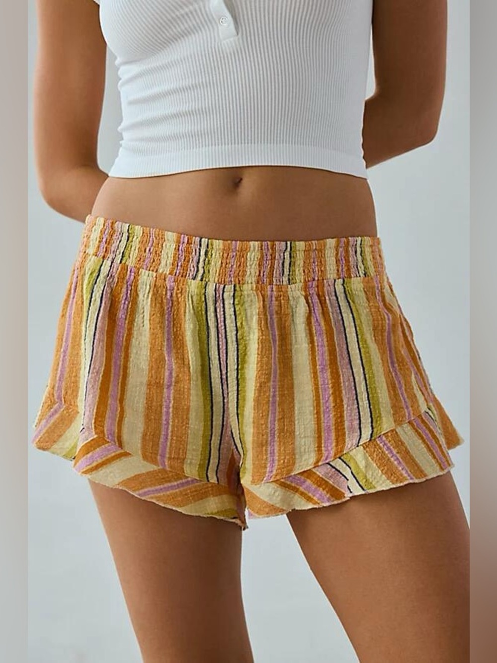 Urban Outfitters - Out From Under Lilly Shirred Ruffle Micro Shorts